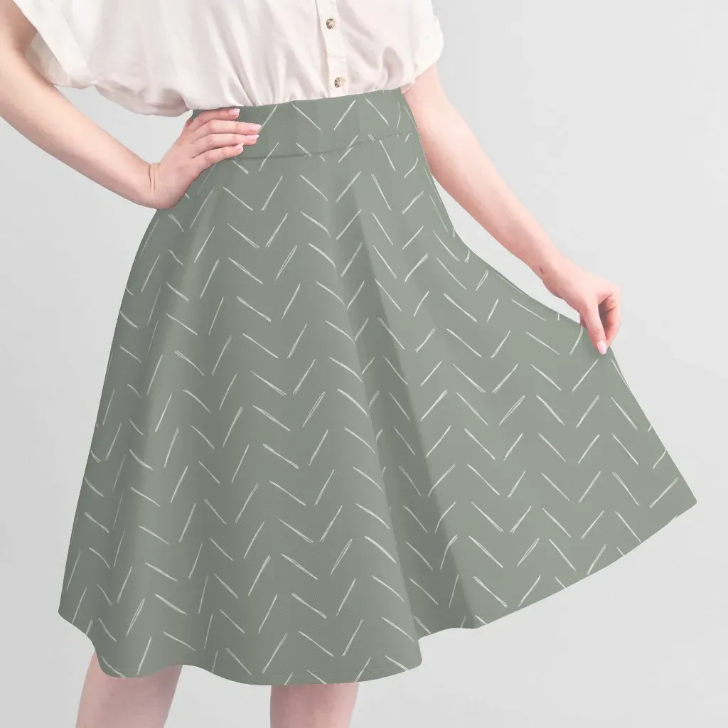 Sport Pique Fabric Chevron Lines Print - Sage Green alternate view