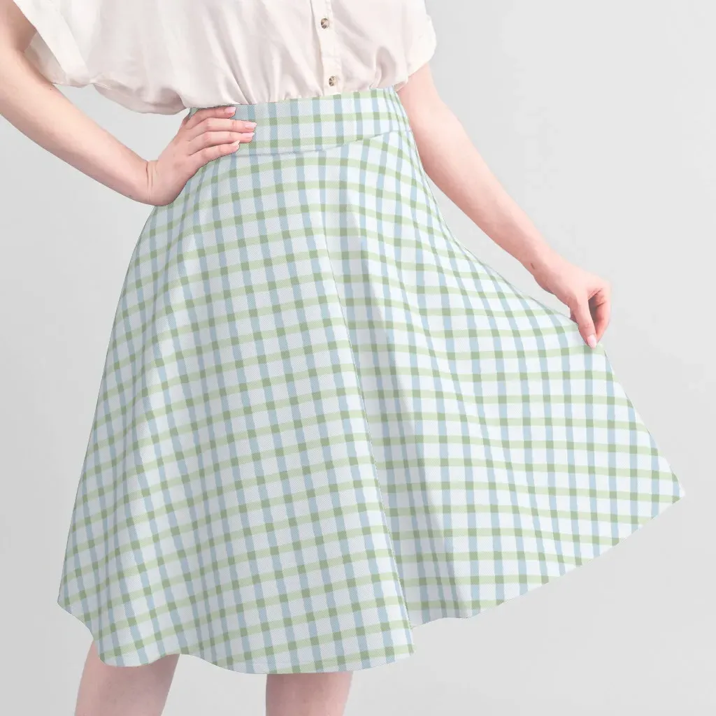 Sport Pique Fabric Gingham Check - Powder Blue, Sage Green alternate view