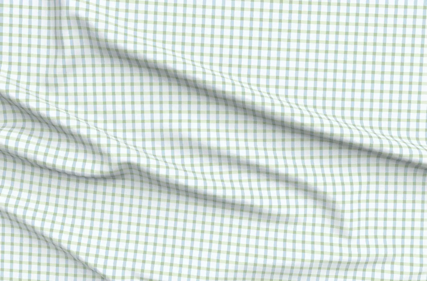 Sport Pique Fabric Gingham Check - Powder Blue, Sage Green product