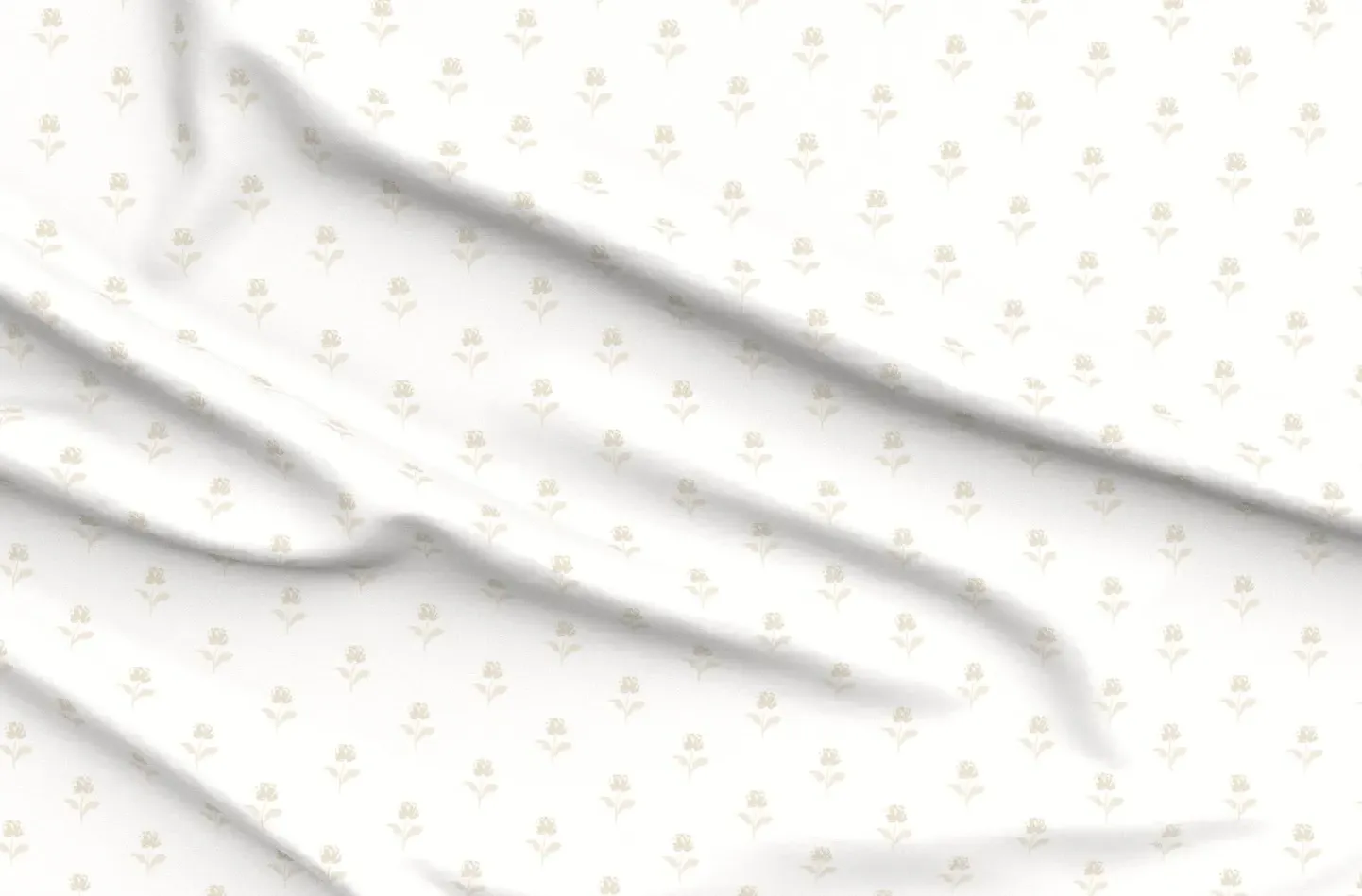 Sport Pique Floral Linocut Block Print Fabric - Beige product