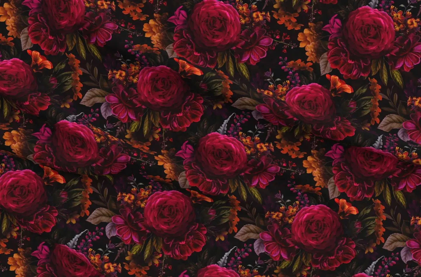Sport Pique Floral Print Fabric - Pink, Black product