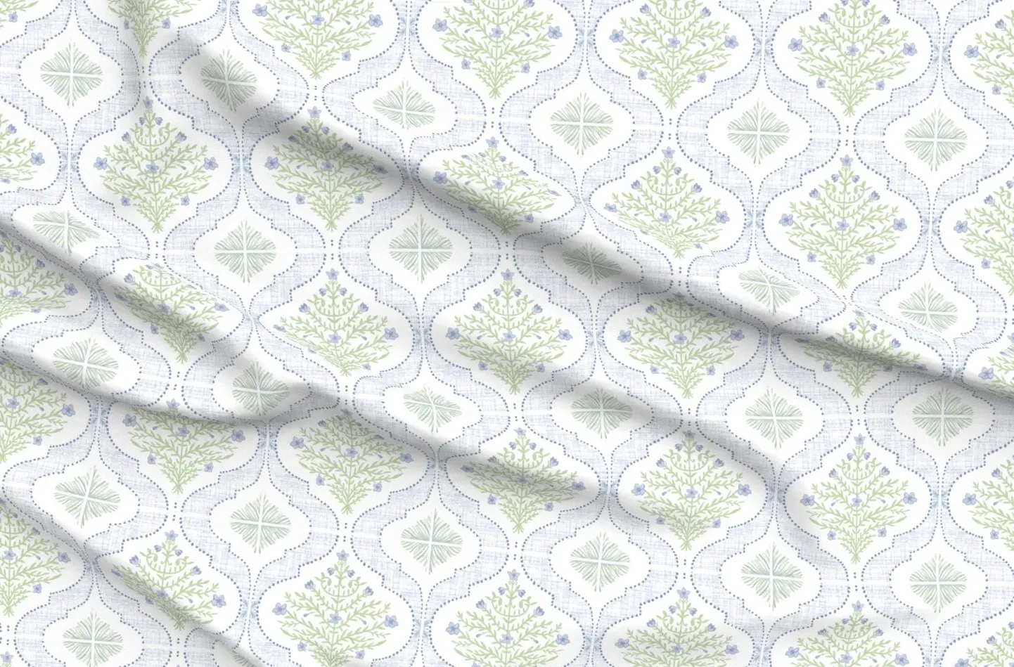 Sport Pique Floral Vine Ogee Fabric - Light Blue product