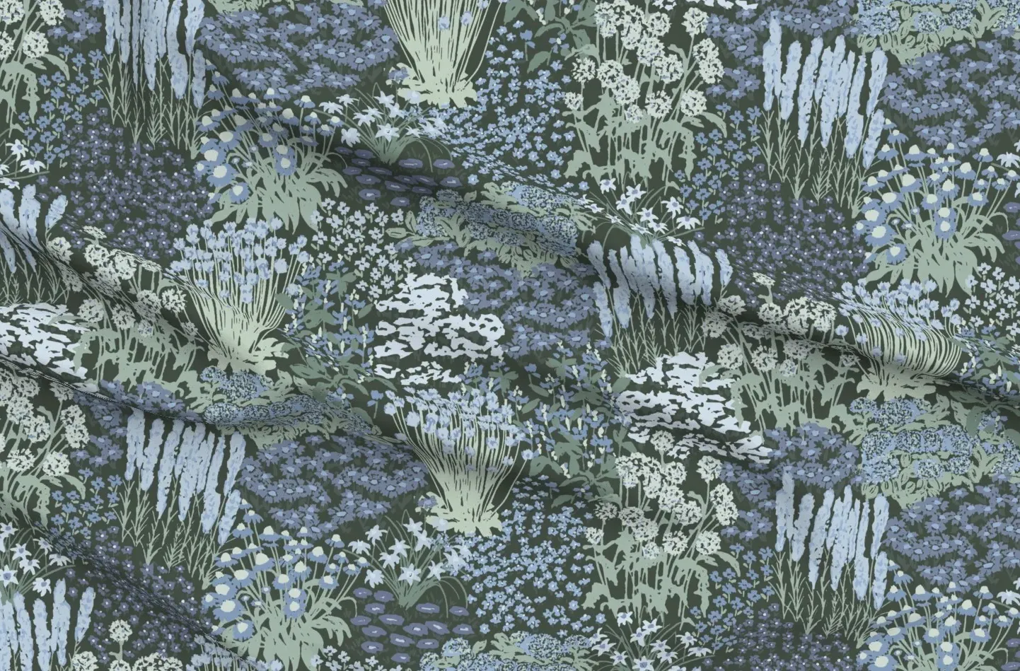 Sport Pique Garden-Bloom Floral Jumbo Fabric - Dark Green Blue product