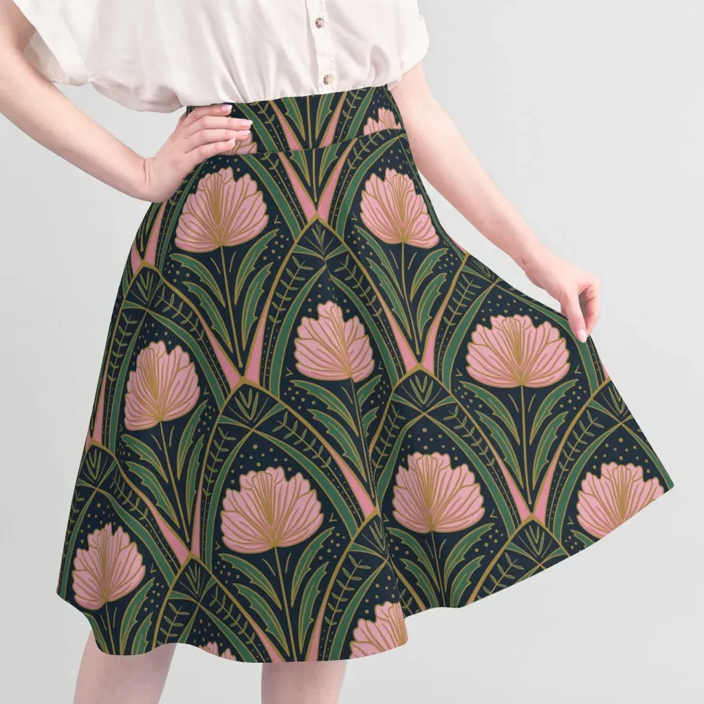 Sport Pique Geometric Arch Art Deco Peony Fabric - Pink alternate view