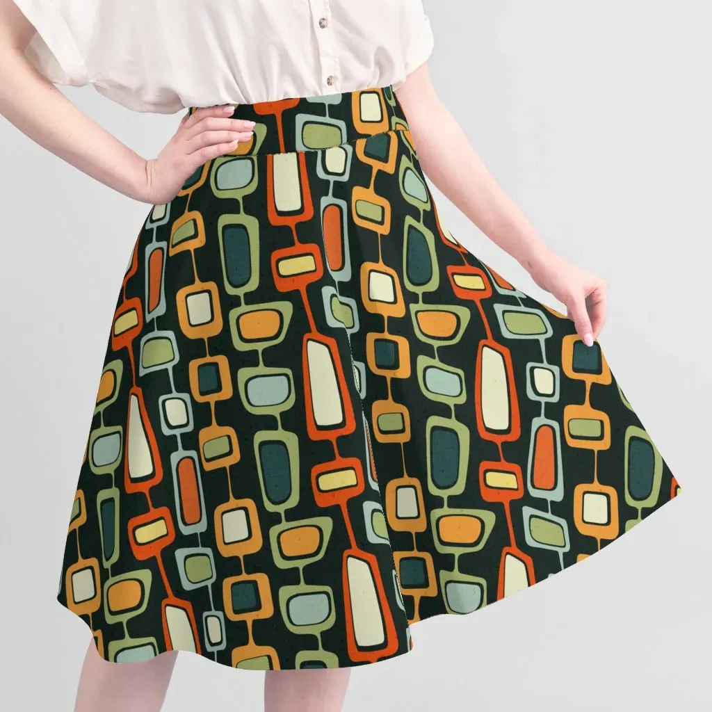 Sport Pique Geometric Retro Fabric by the Yard - Orange, Dark Green alternate view