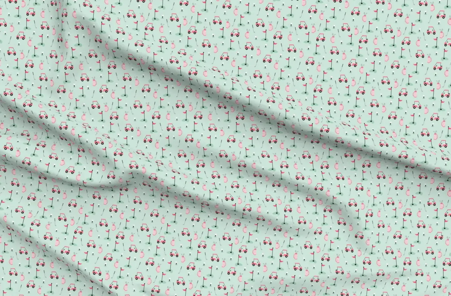 Sport Pique Golf Print Fabric - Pink, Cotton Pique product