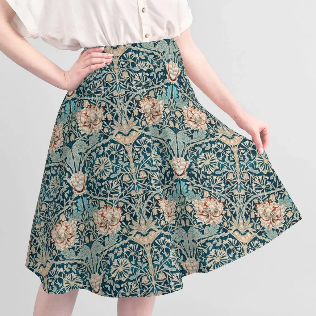 Sport Pique Honeysuckle William Morris Fabric - Teal alternate view
