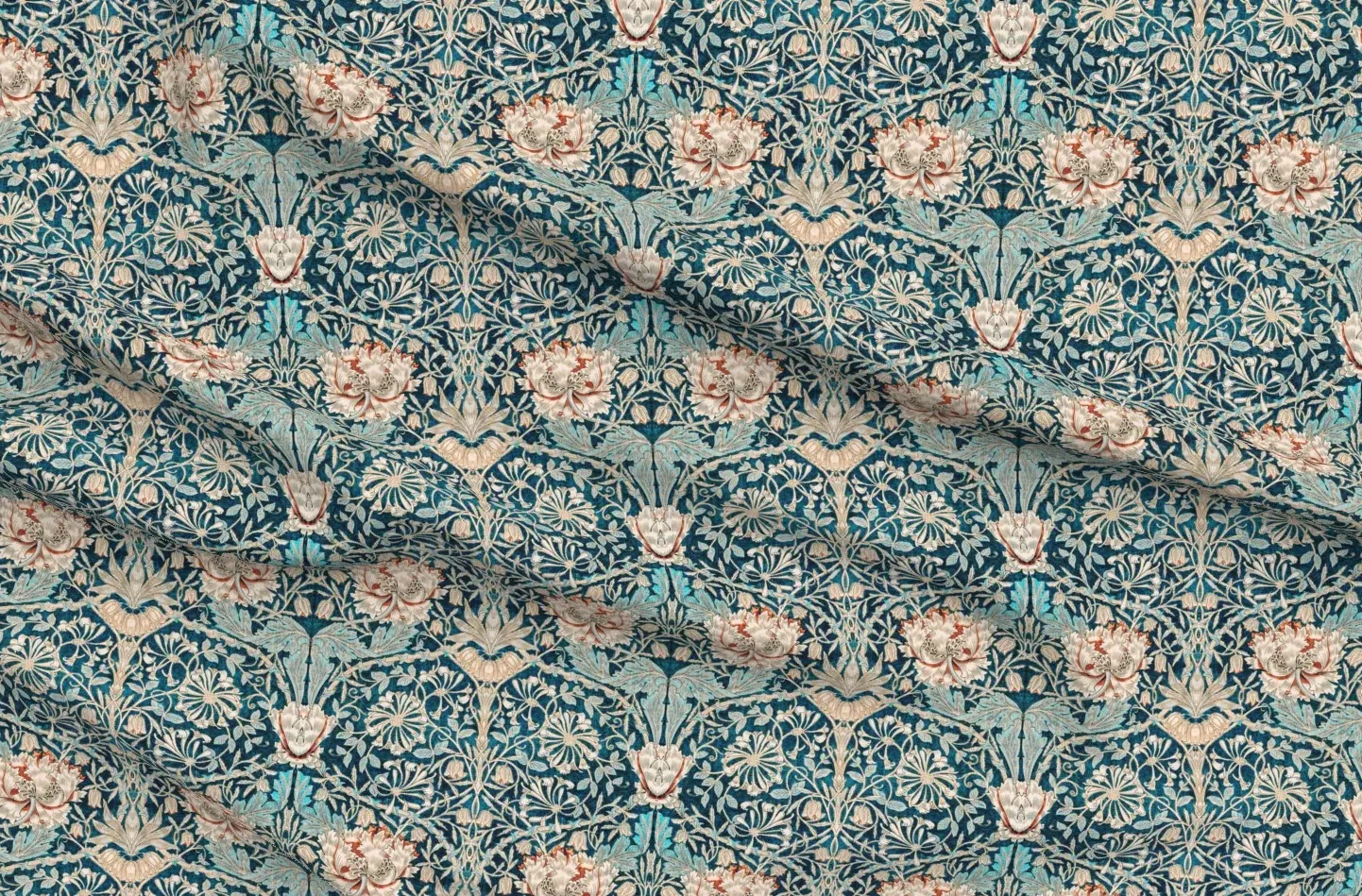 Sport Pique Honeysuckle William Morris Fabric - Teal product