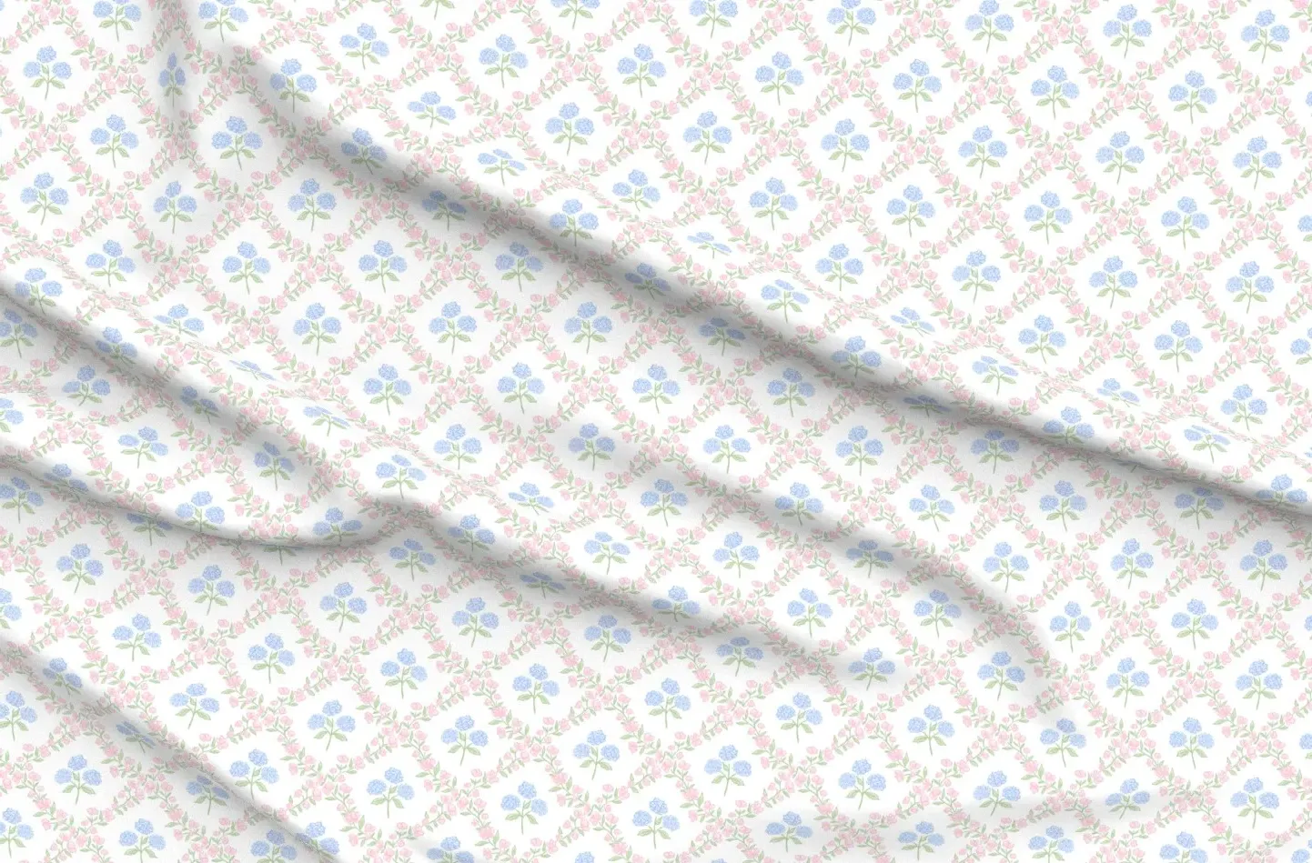 Sport Pique Hydrangea Trellis Lattice Fabric - Pink product