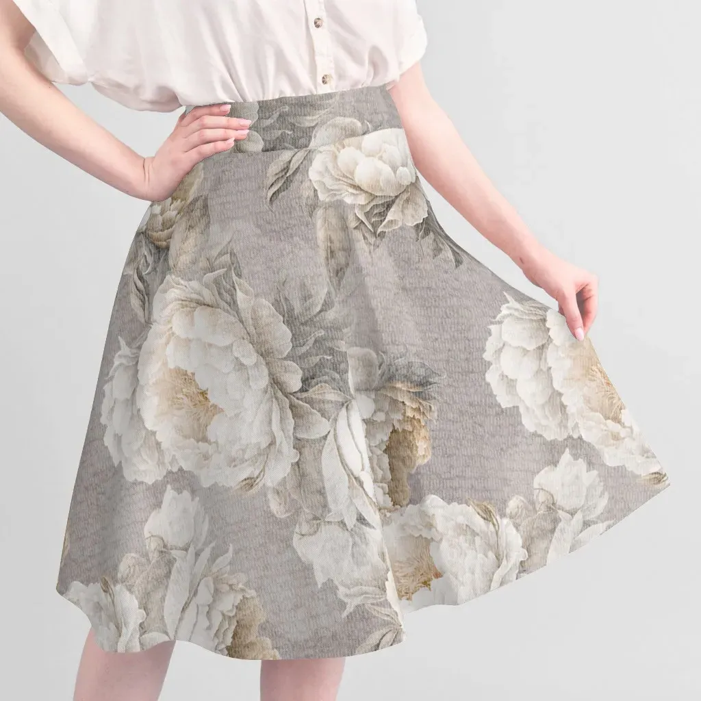 Sport Pique Large Peony Print Fabric - Off-White, Cotton Blend alternate view