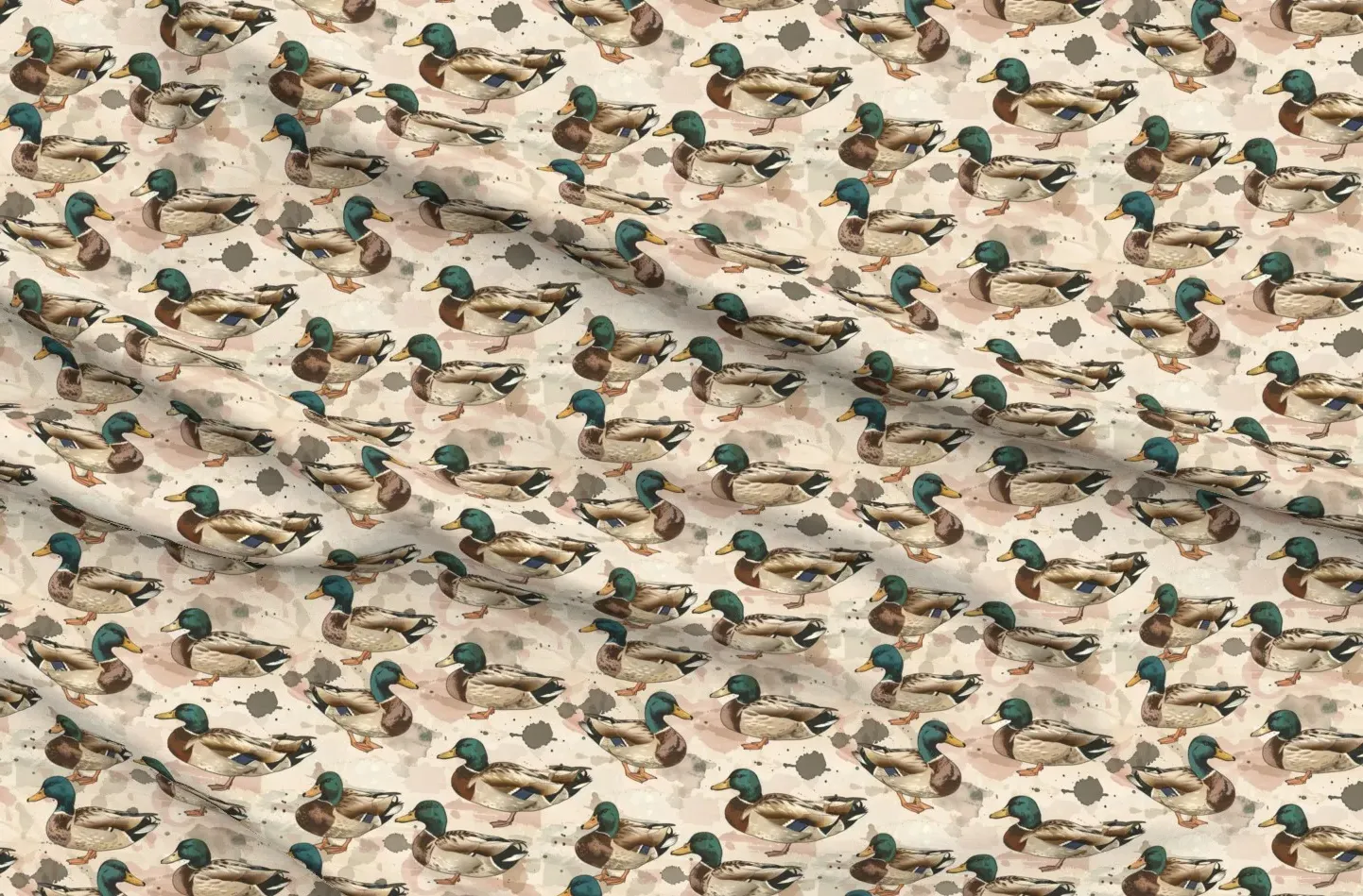 Sport Pique Mallard Duck Print Fabric - Brown product