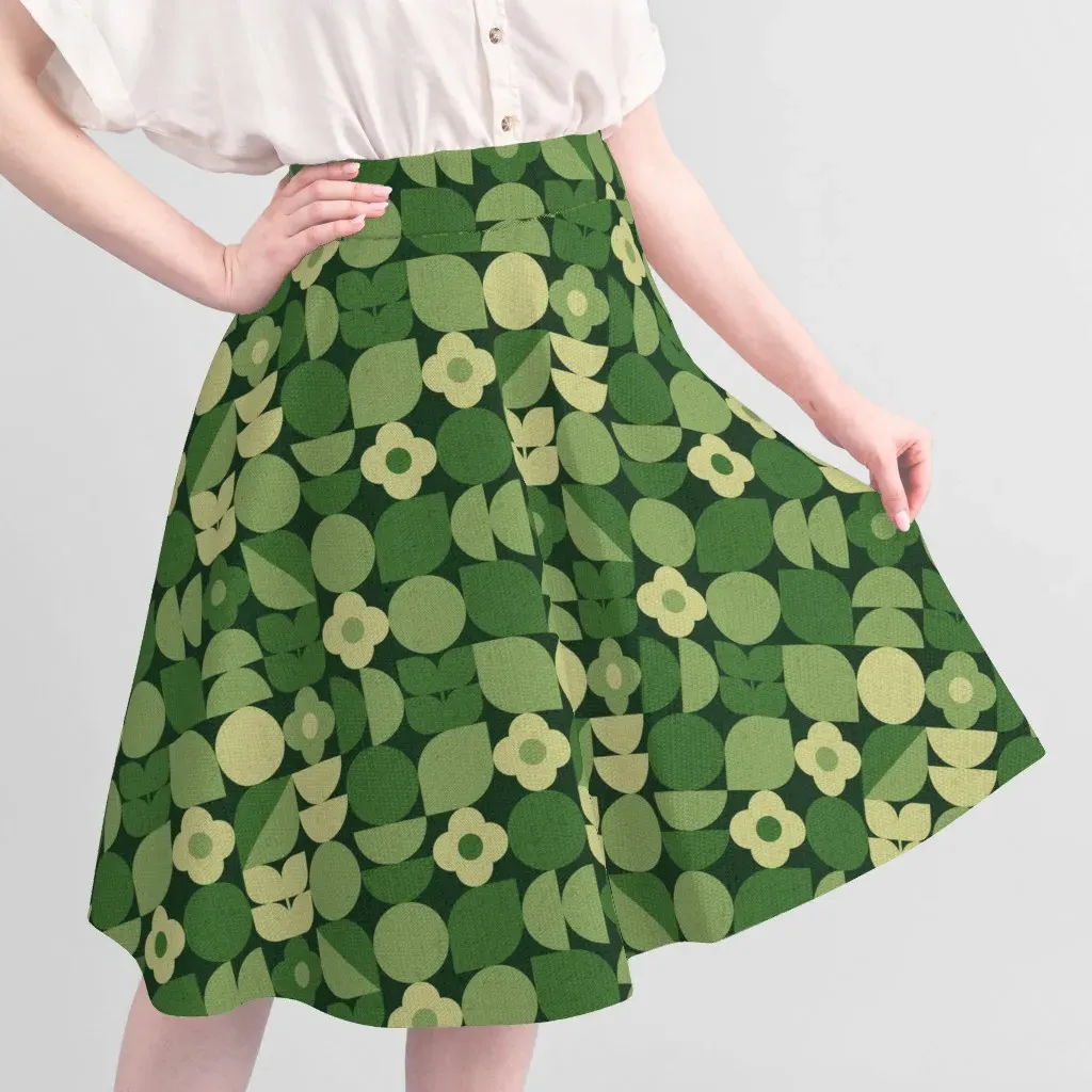Sport Pique Mossy Geometric Bauhaus Shapes Fabric - Dark Green alternate view