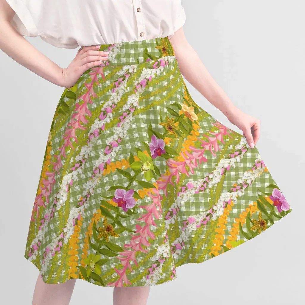 Sport Pique Pikake Lokelani Plumeria Palaka Printed Fabric - Green alternate view