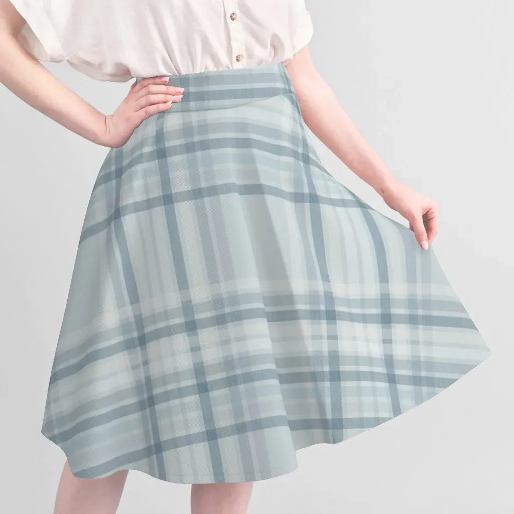 Sport Pique Plaid Check Fabric - Pale Duck Egg Blue & Grey alternate view