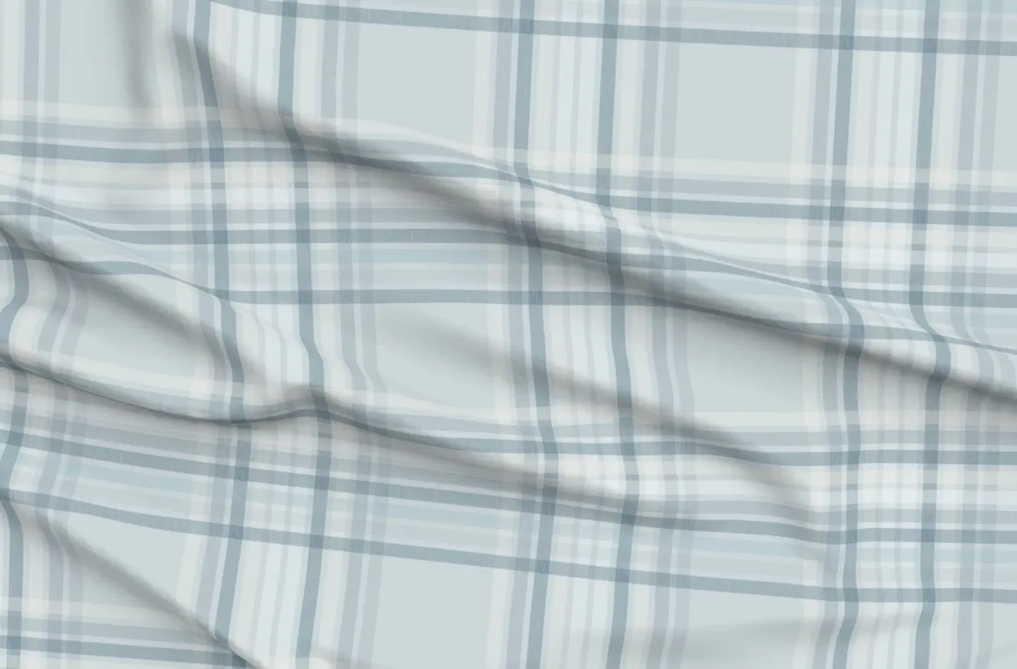 Sport Pique Plaid Check Fabric - Pale Duck Egg Blue & Grey product