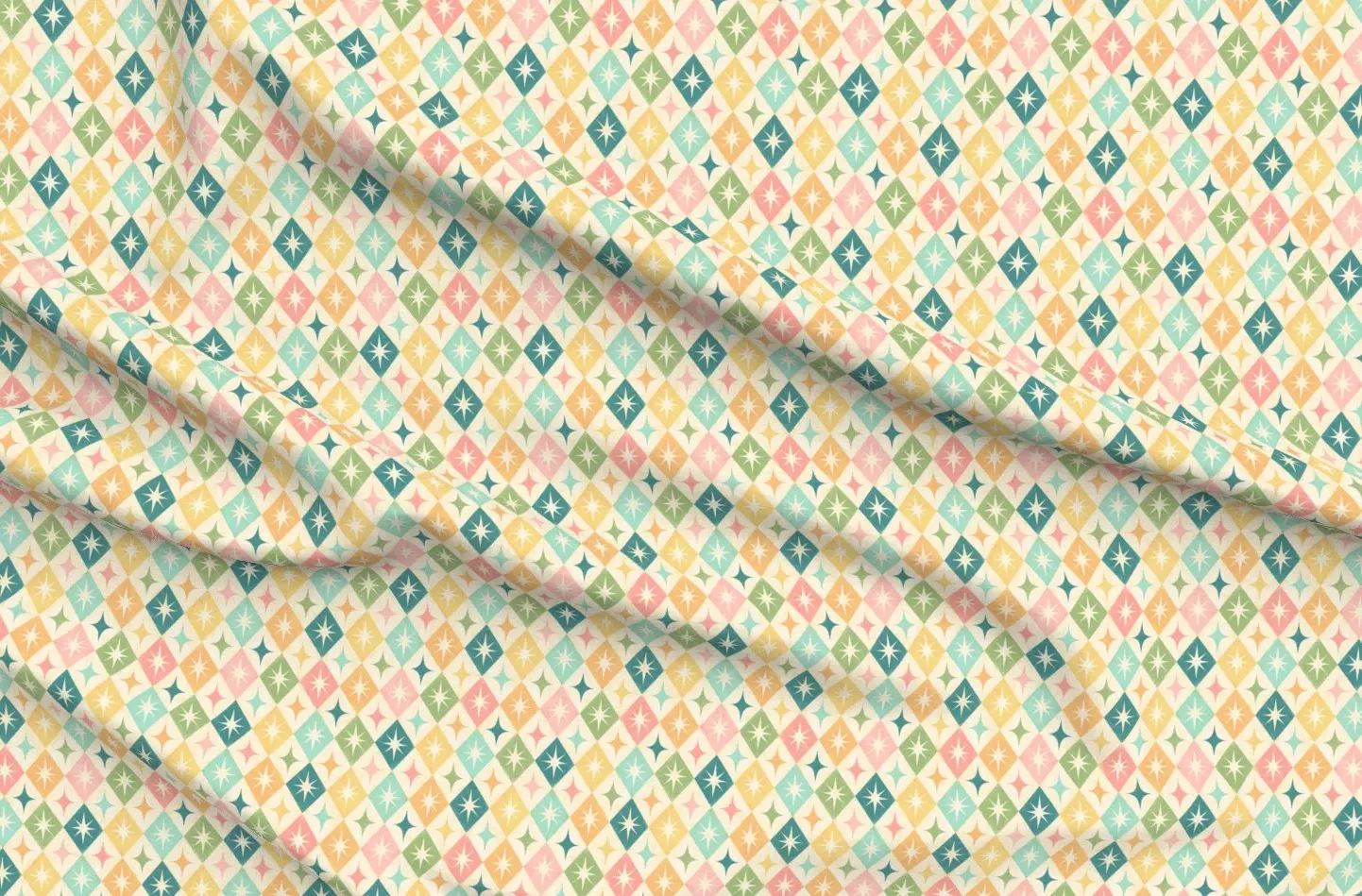 Sport Pique Printed Fabric Atomic Harlequin Starburst - Ivory product