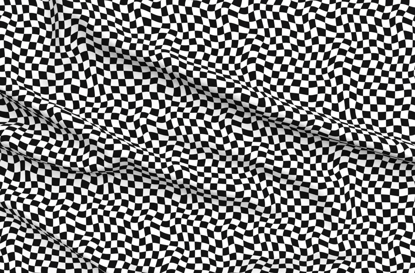 Sport Pique Retro Wavy Check Printed Fabric - Black, White product