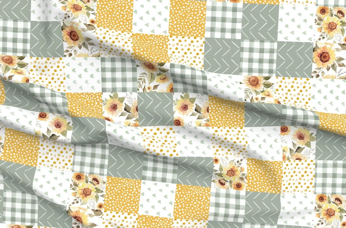 Sport Pique Sunflower Floral Cheater Quilt Fabric - Mustard Yellow product