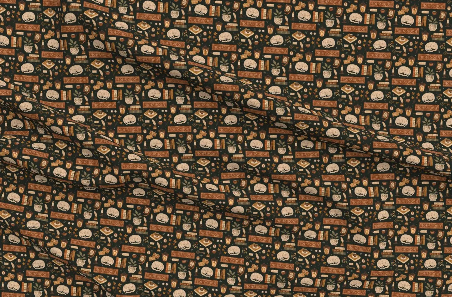 Sport Pique The Old Bookshop Small Yardage Fabric - Warm Brown product