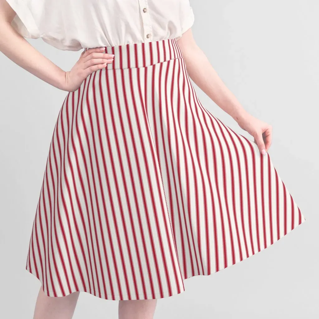 Sport Pique Ticking Stripe Fabric by the Yard - Crimson alternate view