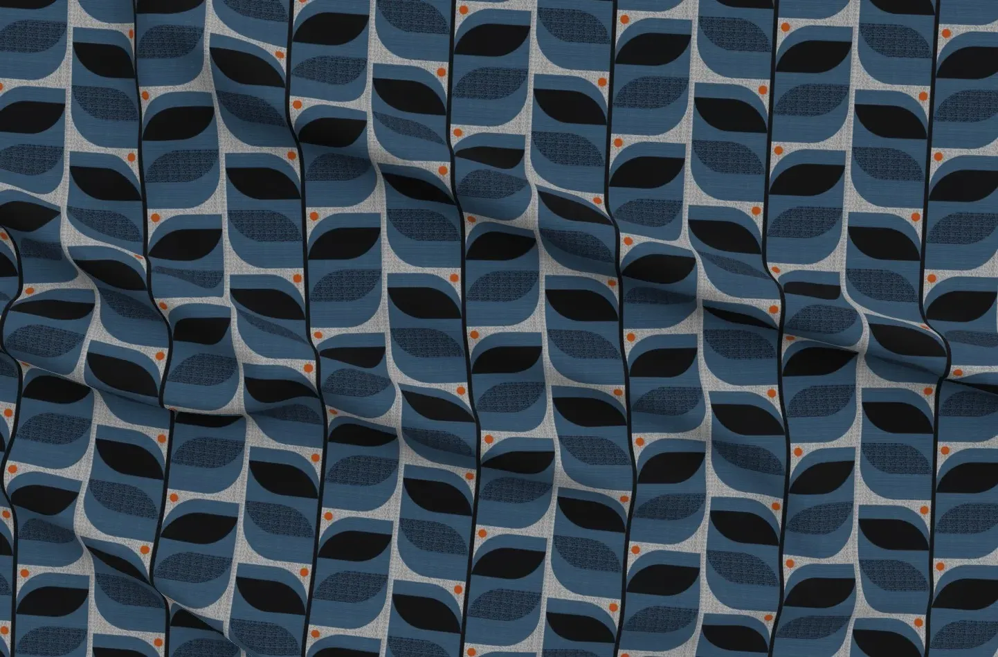 Sport Pique Tropical Leaves Printed Fabric Yardage - Navy Blue product
