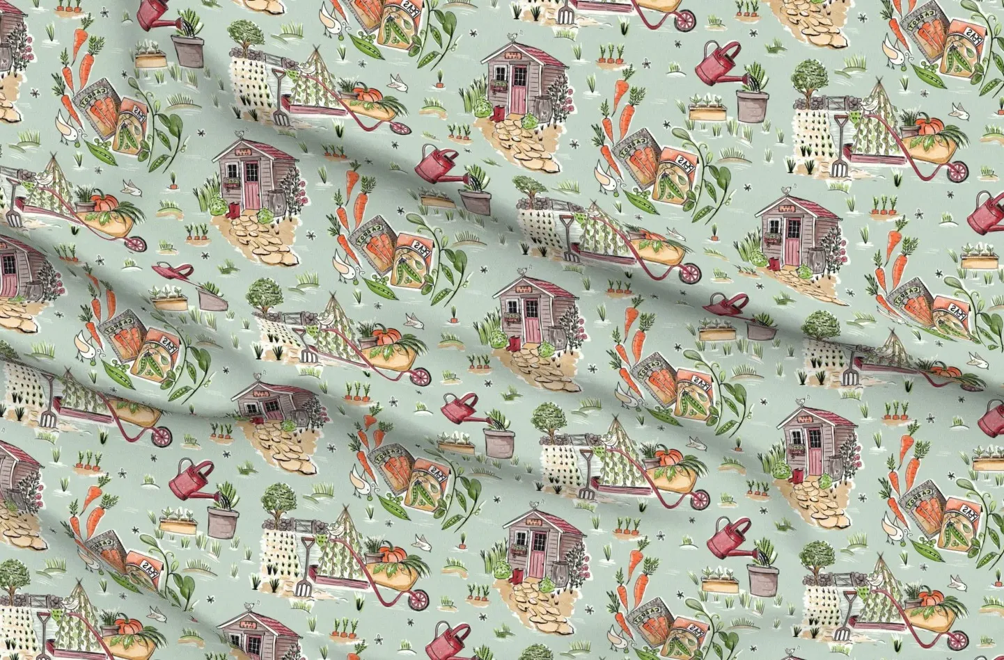Sport Pique Vegetable Gardening Toile Fabric - Green product