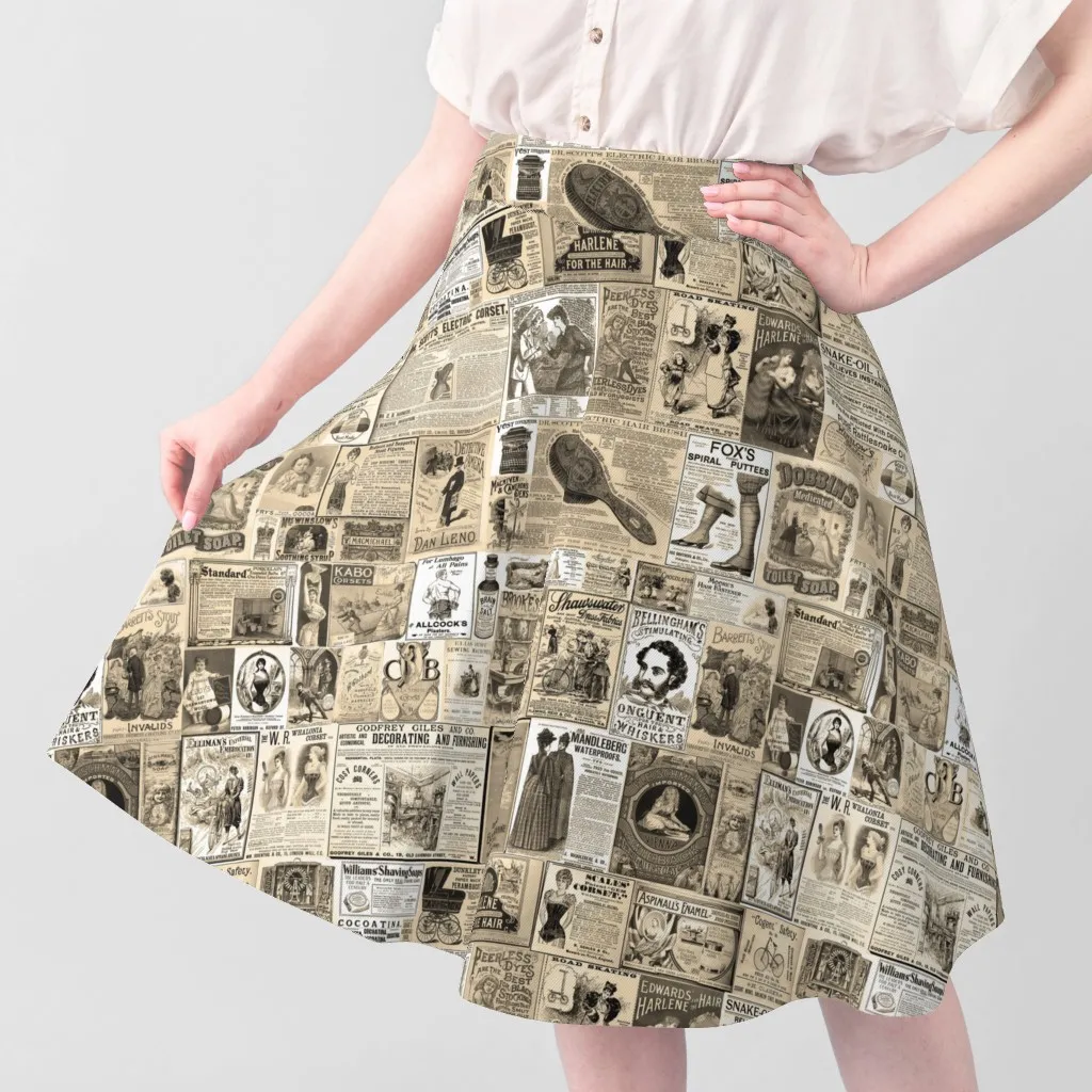 Sport Pique Victorian Newsprint Advertisements Fabric - Sepia alternate view