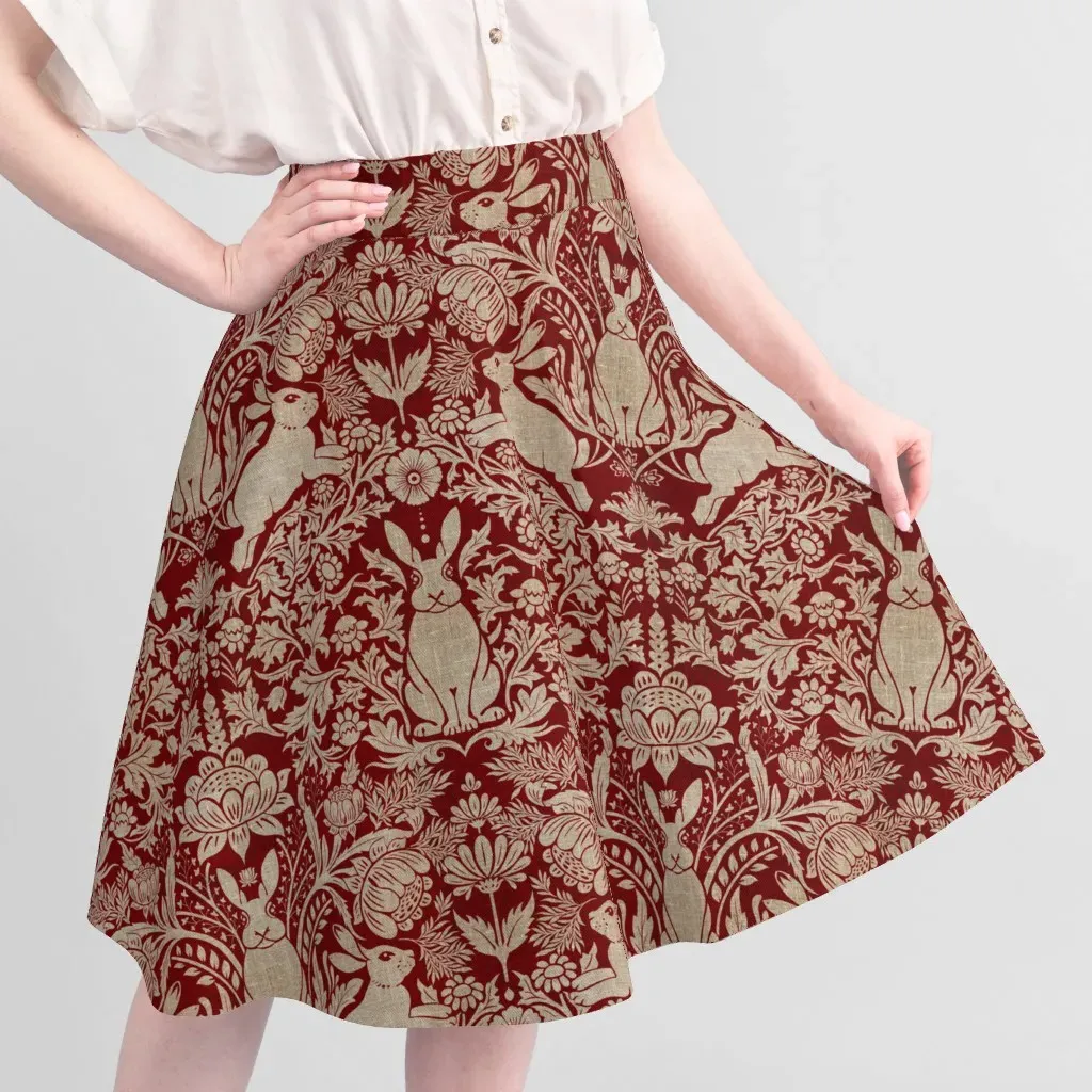 Sport Pique Victorian Rabbit Damask Fabric - Burgundy Beige alternate view