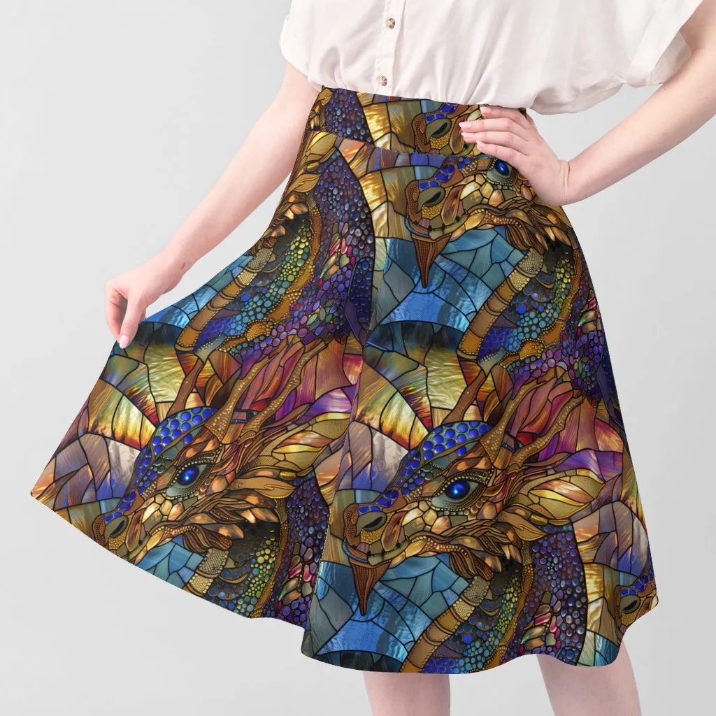 Sport Pique Watercolor Stained Glass Jeweled Dragon Fabric - Gold alternate view
