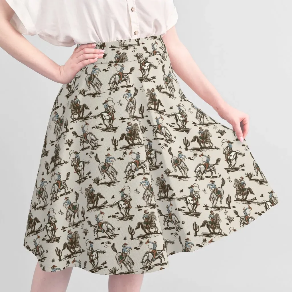 Sport Pique Western Rodeo Cowboy Toile Fabric - Beige alternate view