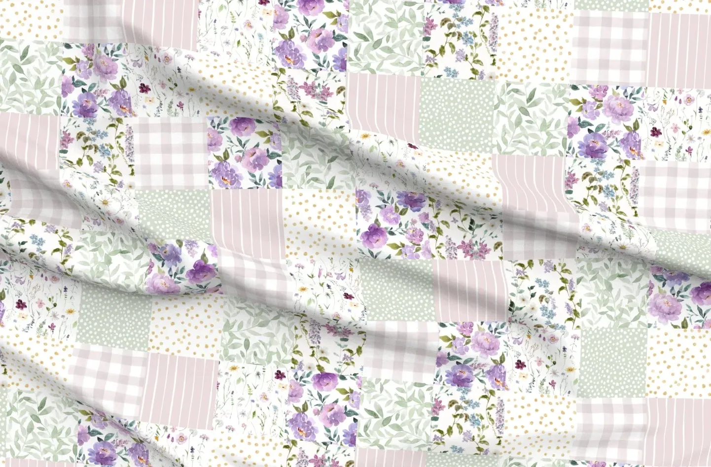 Sport Pique Wildflower Floral Cheater Quilt Fabric - Lilac product