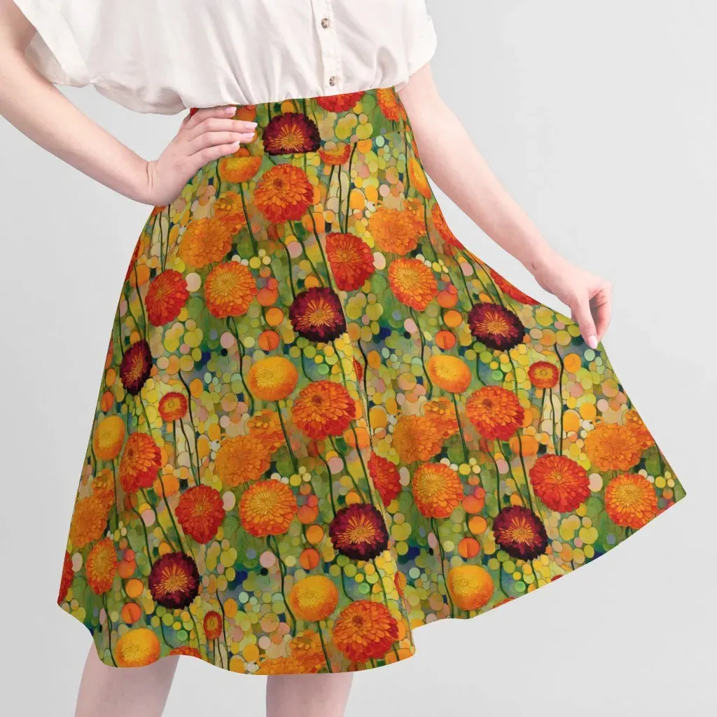 Sport Pique Zinnia Flower Gustav Klimt Print Fabric - Orange alternate view