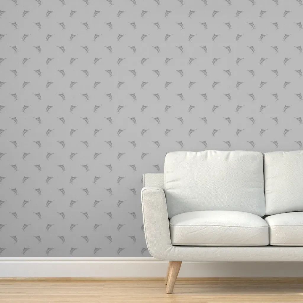 Sportfish Marlin Game Fishing Peel and Stick Wallpaper - Grey product