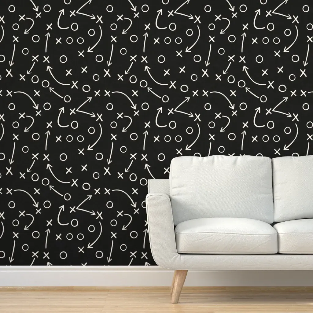 Sports Game Plan Peel and Stick Wallpaper - Black and Cream product