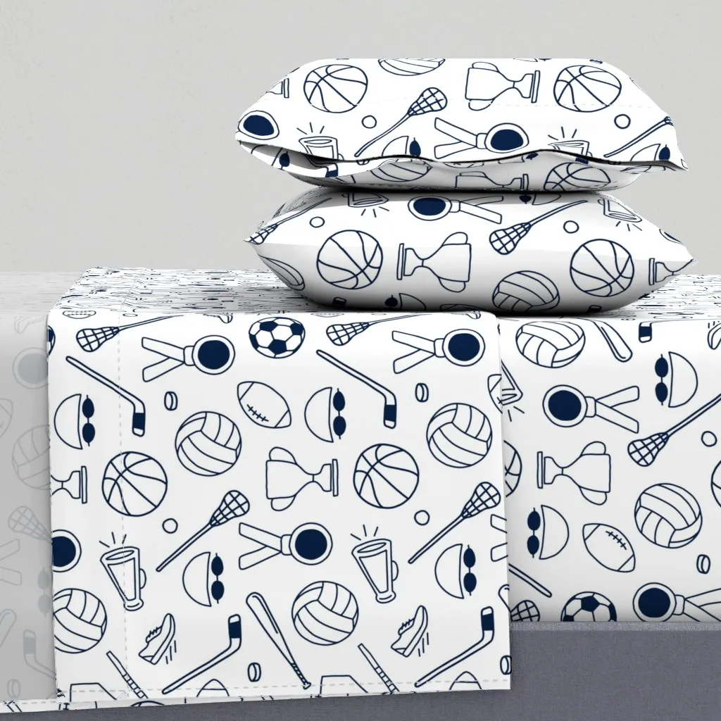 Sports Large King Size Sheet Set - Navy Blue product