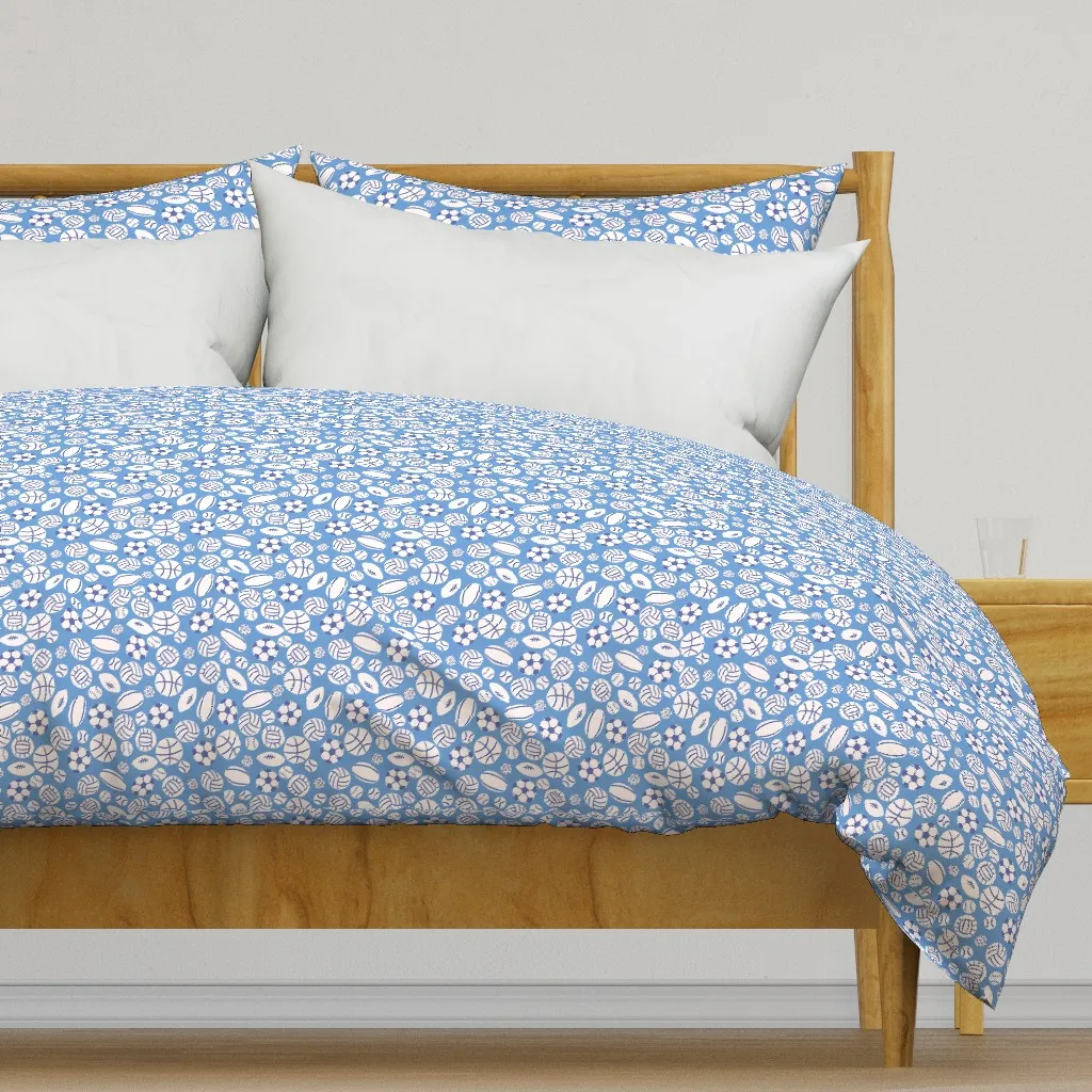 Sports Of All Sorts Duvet Cover - Blue, White product