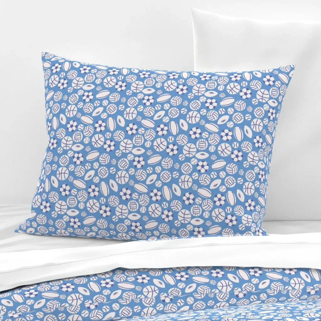 Sports Of All Sorts Standard Knife Edge Pillow - Blue, Cotton product
