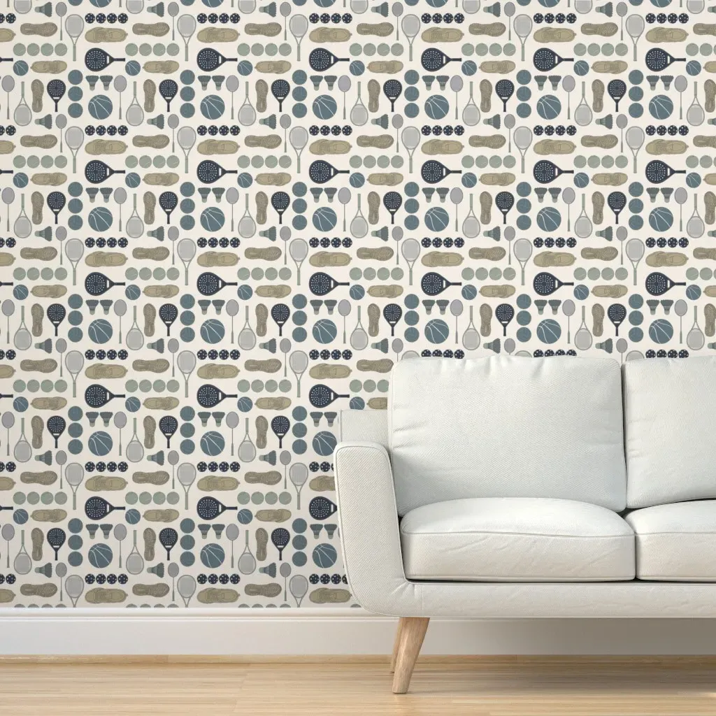 Sports On Courts Peel and Stick Wallpaper - Slate Blue product