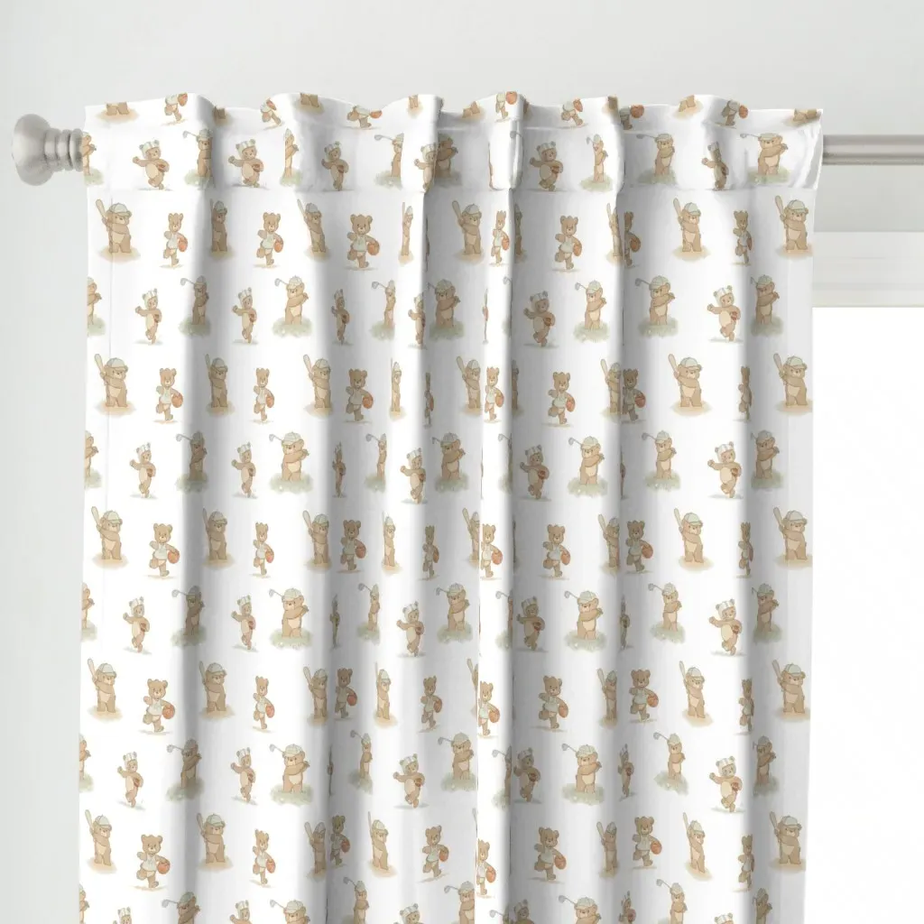 Sports Teddy Bears Curtain Panel - Beige alternate view