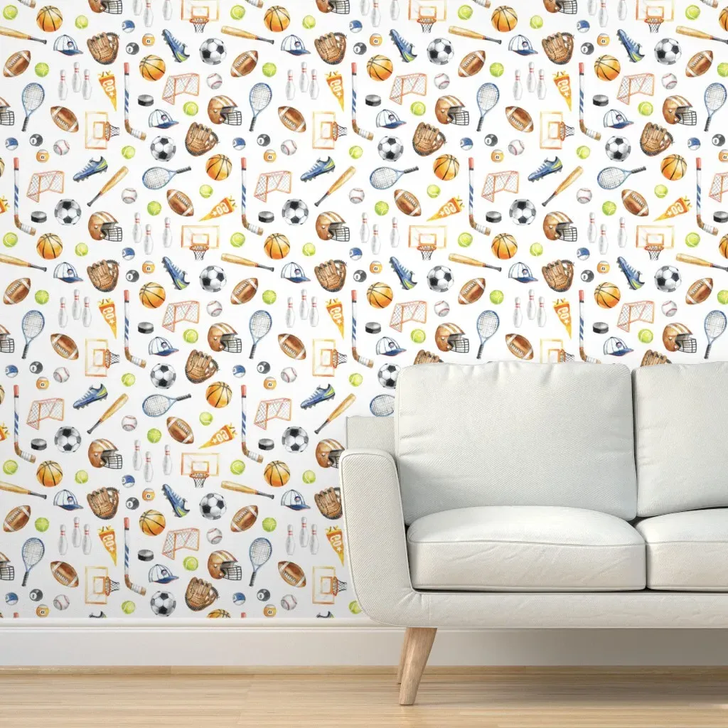Sports Watercolor Peel and Stick Wallpaper - Brown product