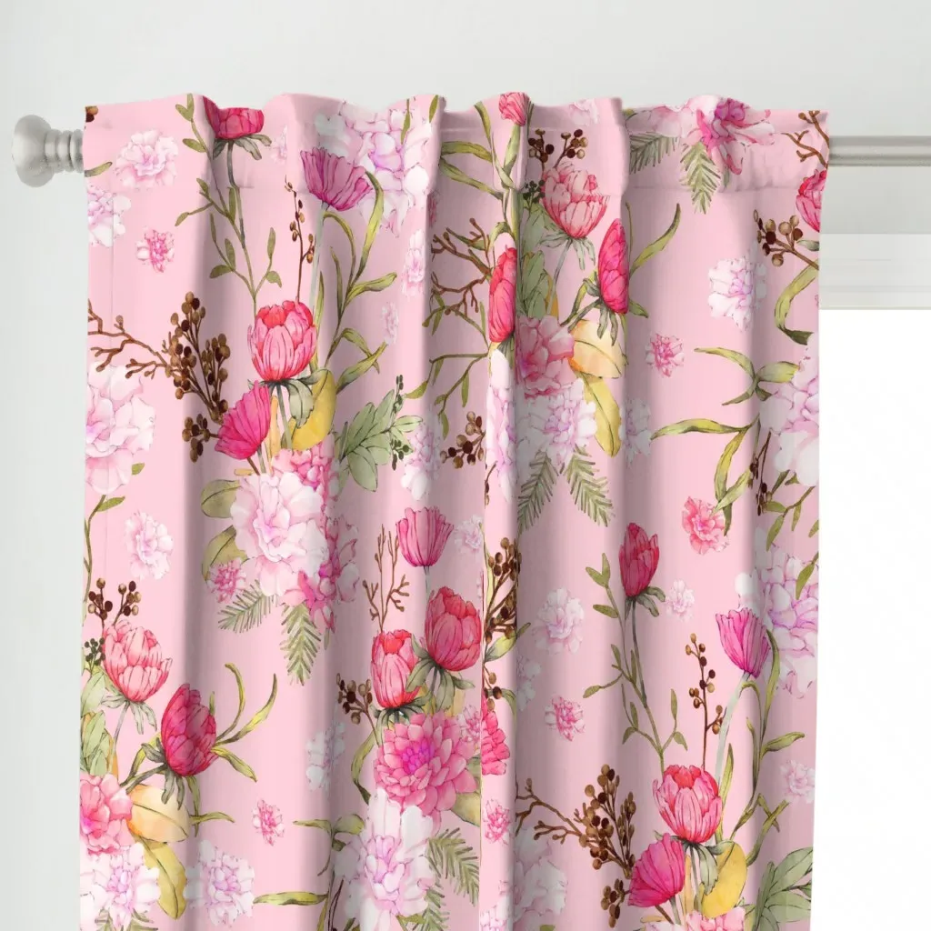 Spring Botanical Blush Curtain Panel - Pink alternate view