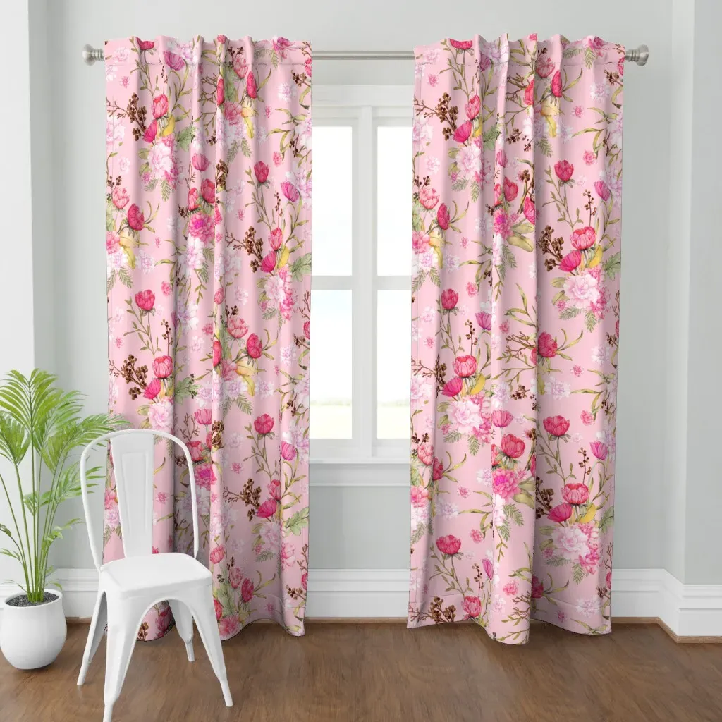 Spring Botanical Blush Curtain Panel - Pink product