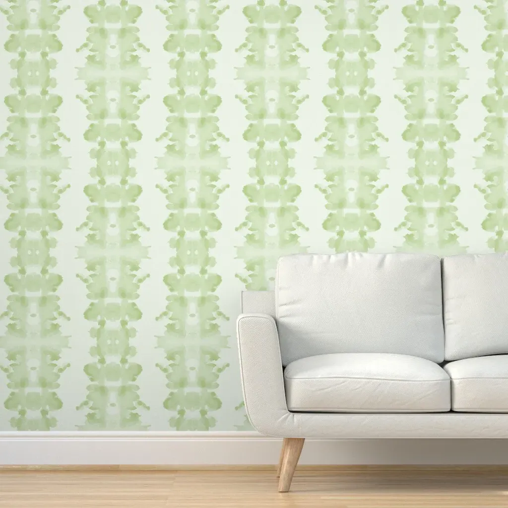 Spring Bud Double Inkblot Peel and Stick Wallpaper - Pale Green product