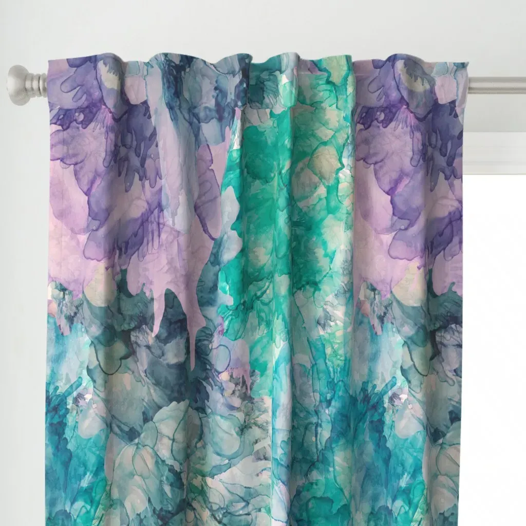 Spring Fling L Curtain Panel - Teal alternate view