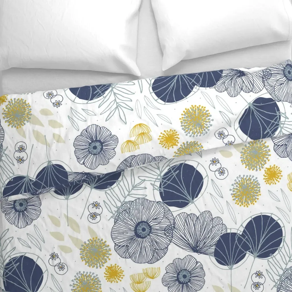 Spring Floral Duvet Cover - Navy Blue alternate view