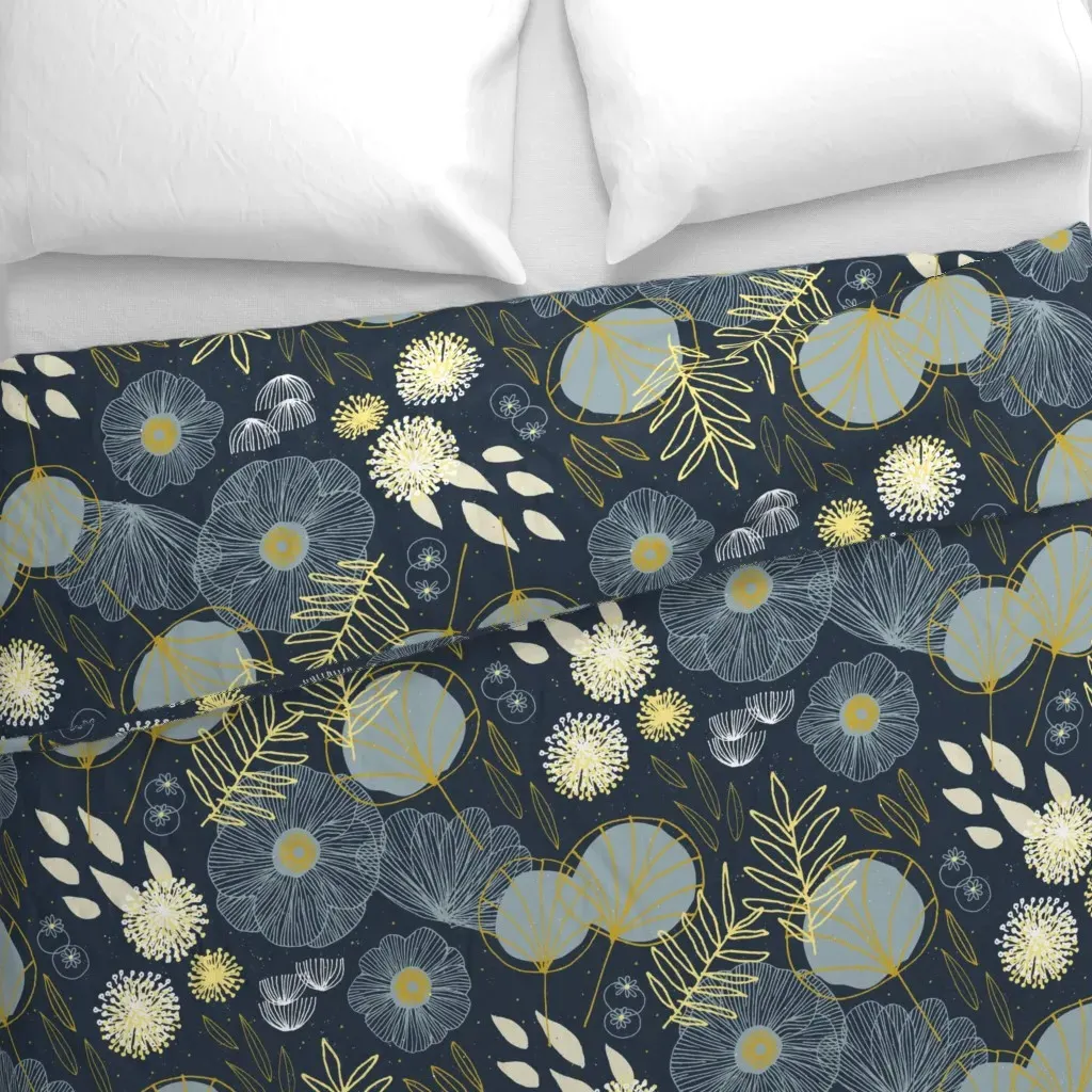 Spring Floral M+M Duvet Cover - Navy Blue alternate view