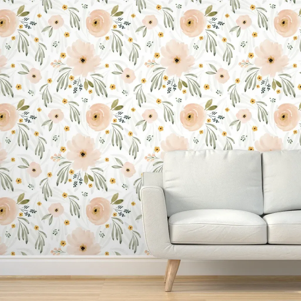 Spring Floral Peel and Stick Wallpaper - Blush Pink product