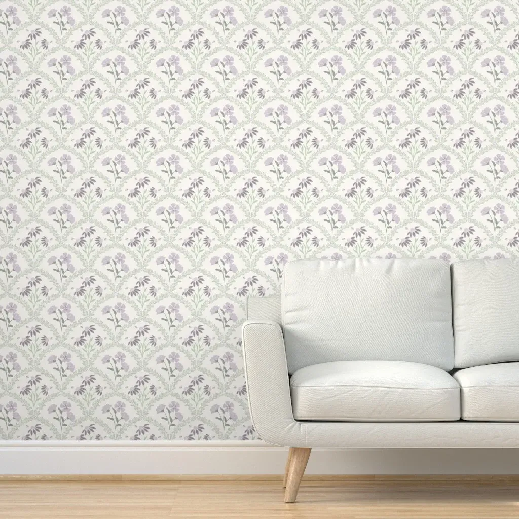 Spring Floral Scallop Peel and Stick Wallpaper - Lavender product