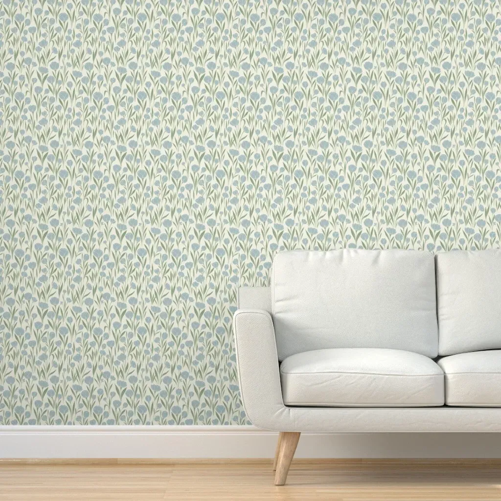 Spring Garden Delights Peel and Stick Wallpaper - Dusty Blue product