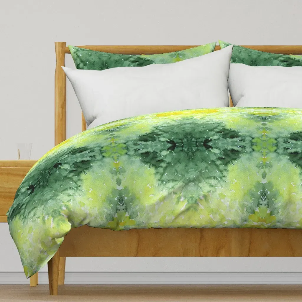 Spring Greens Tie Dye Duvet Cover - Green product